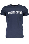 ROBERTO CAVALLI T-SHIRT Z KRÓTKIM RĘKAWEM MĘSKI NIEBIESKI
