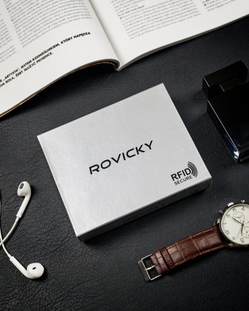 Skórzany męski portfel Rovicky CPR-034-BAR RFID